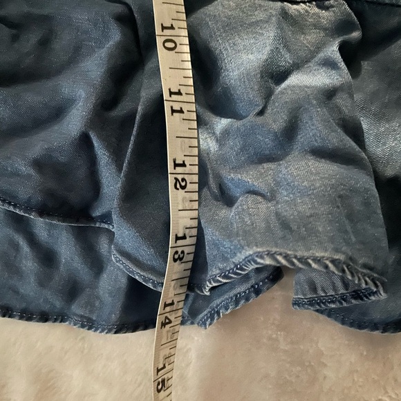 Denim One-Shoulder Ruffle Top in Blue Highline size small - Picture 8 of 8